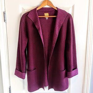 Damask Cranberry Cotton Knit Cardigan Sweater